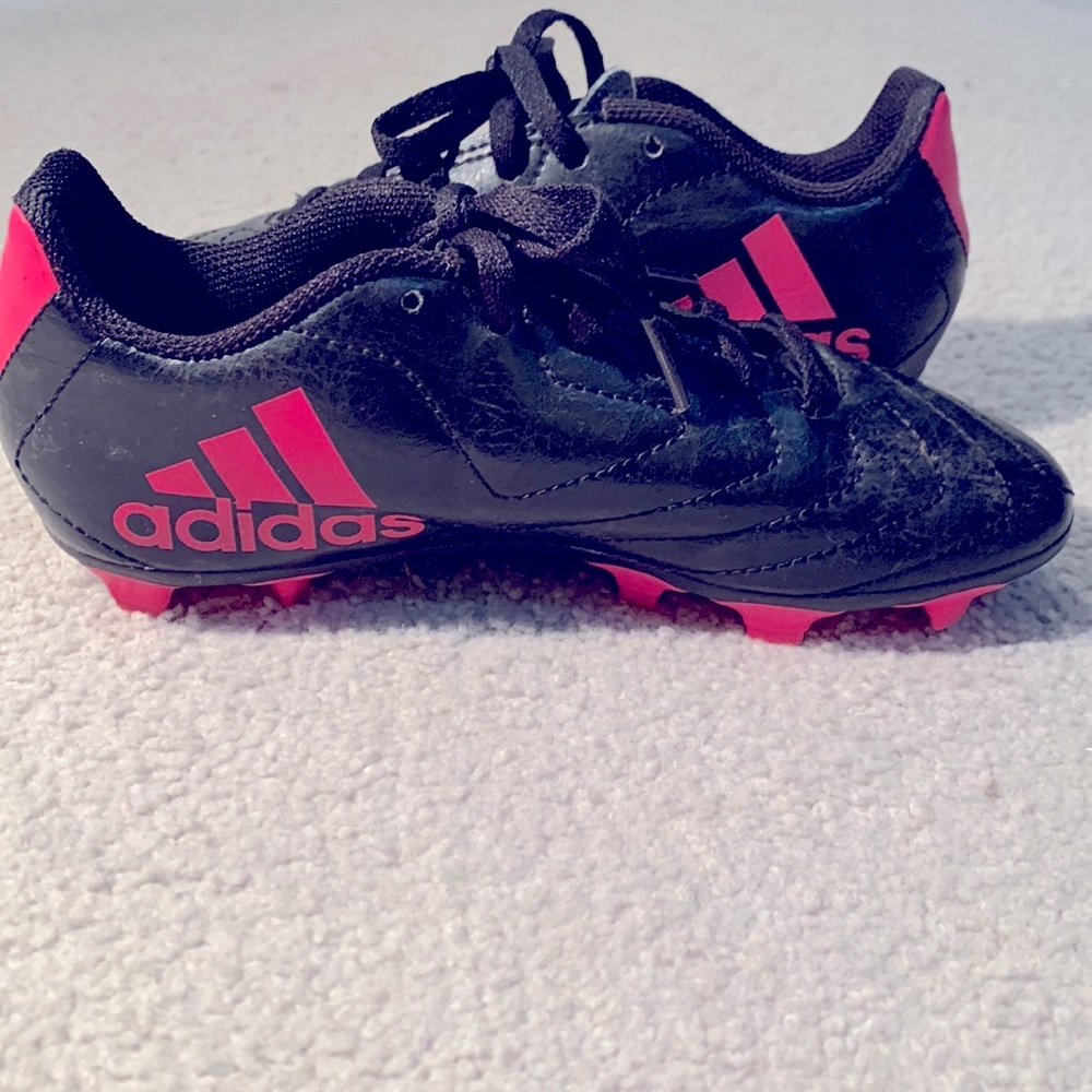 adidas Kids Black and Pink Soccer Cleats Sneakers